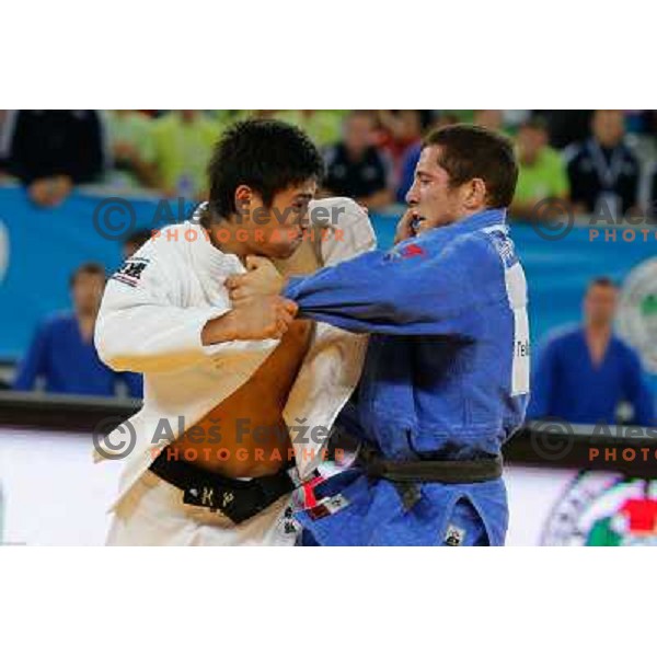 Igor Potparic of Slovenia and Yusei Iwabuchi of Japan in action during Judo World Championships Juniors in Arena Stozice, Ljubljana, Slovenia on October 27, 2013 