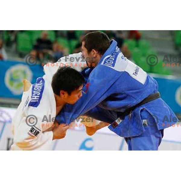Igor Potparic of Slovenia and Yusei Iwabuchi of Japan in action during Judo World Championships Juniors in Arena Stozice, Ljubljana, Slovenia on October 27, 2013 