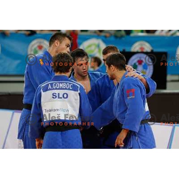 Team of Slovenia in action during Judo World Championships Juniors in Arena Stozice, Ljubljana, Slovenia on October 27, 2013 