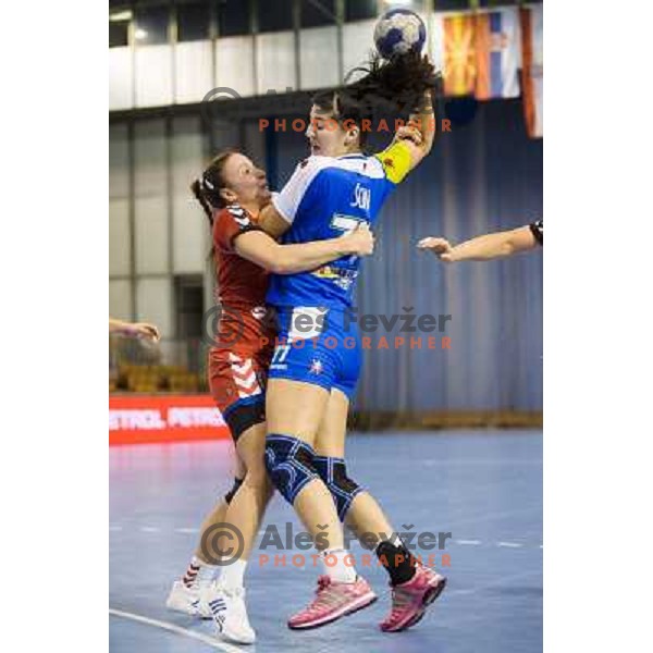 Maja Son in action during handball match Slovenia - Serbia, EHF Euro 2014 Qualifying match,Hala Tivoli, Ljubljana, Slovenia, 27.10.2013