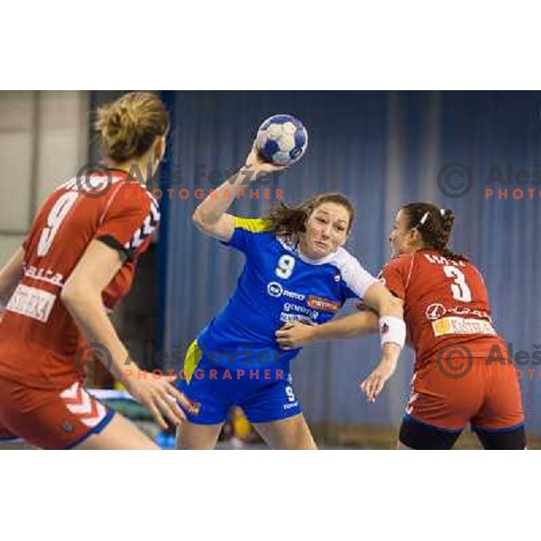 Nina Jericek in action during handball match Slovenia - Serbia, EHF Euro 2014 Qualifying match,Hala Tivoli, Ljubljana, Slovenia, 27.10.2013 