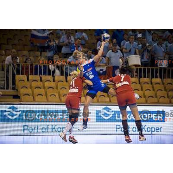 Barbara Lazovic in action during handball match Slovenia - Serbia, EHF Euro 2014 Qualifying match,Hala Tivoli, Ljubljana, Slovenia, 27.10.2013