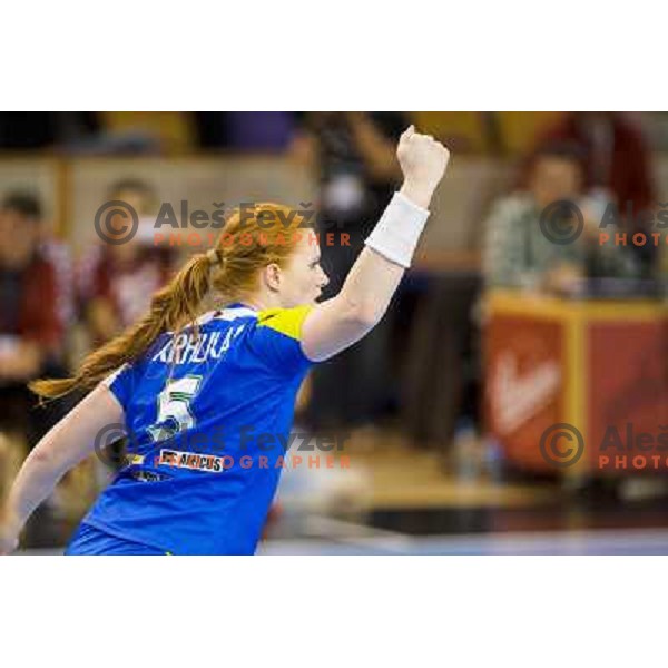 Lina Krhlihkar in action during handball match Slovenia - Serbia, EHF Euro 2014 Qualifying match,Hala Tivoli, Ljubljana, Slovenia, 27.10.2013 