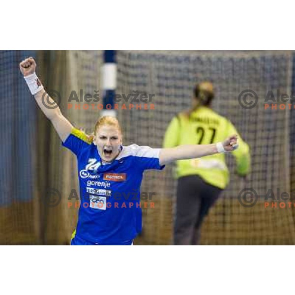 Tamara Mavsar in action during handball match Slovenia - Serbia, EHF Euro 2014 Qualifying match,Hala Tivoli, Ljubljana, Slovenia, 27.10.2013 