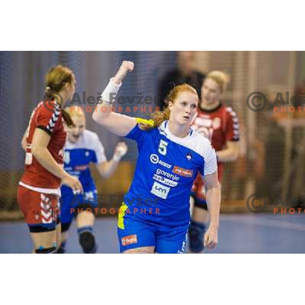 Lina Krhlikar in action during handball match Slovenia - Serbia, EHF Euro 2014 Qualifying match,Hala Tivoli, Ljubljana, Slovenia, 27.10.2013 