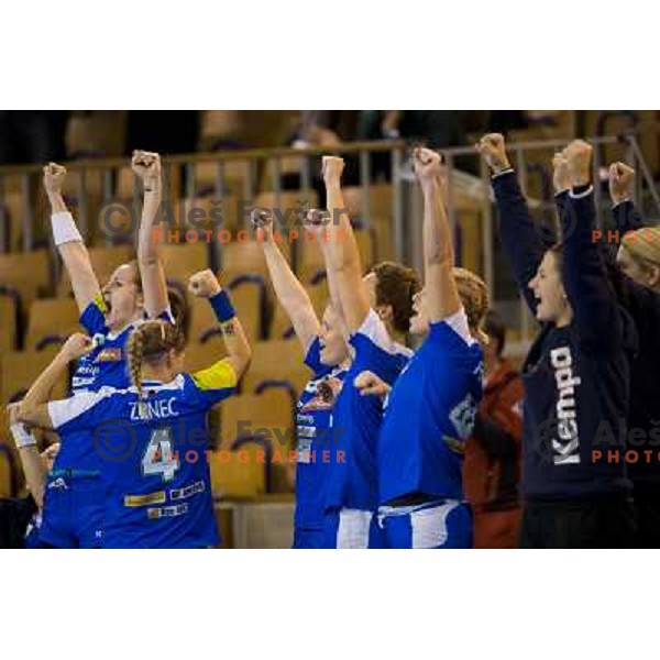 Team Slovenia in action during handball match Slovenia - Serbia, EHF Euro 2014 Qualifying match,Hala Tivoli, Ljubljana, Slovenia, 27.10.2013 