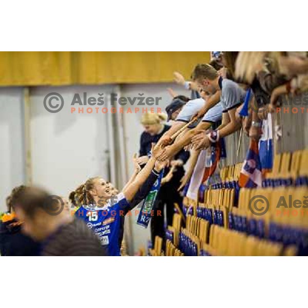 Barbara Lazovic in action during handball match Slovenia - Serbia, EHF Euro 2014 Qualifying match,Hala Tivoli, Ljubljana, Slovenia, 27.10.2013 