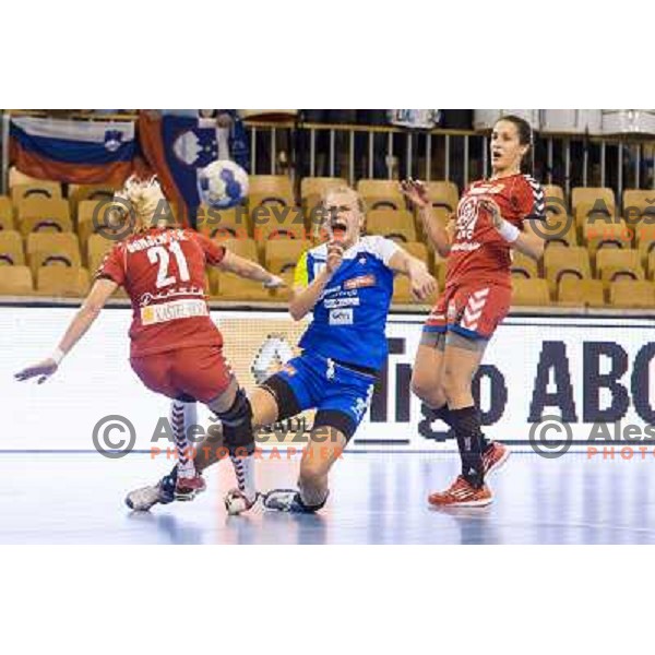 Barbara Lazovic in action during handball match Slovenia - Serbia, EHF Euro 2014 Qualifying match,Hala Tivoli, Ljubljana, Slovenia, 27.10.2013 