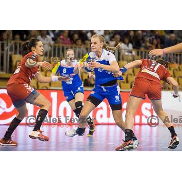 Barbara Lazovic in action during handball match Slovenia - Serbia, EHF Euro 2014 Qualifying match,Hala Tivoli, Ljubljana, Slovenia, 27.10.2013 