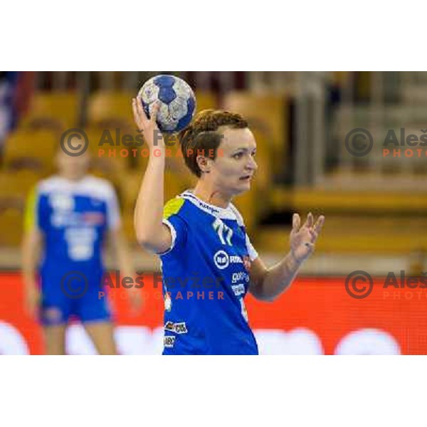 Katja Cerenjak in action during handball match Slovenia - Serbia, EHF Euro 2014 Qualifying match,Hala Tivoli, Ljubljana, Slovenia, 27.10.2013 