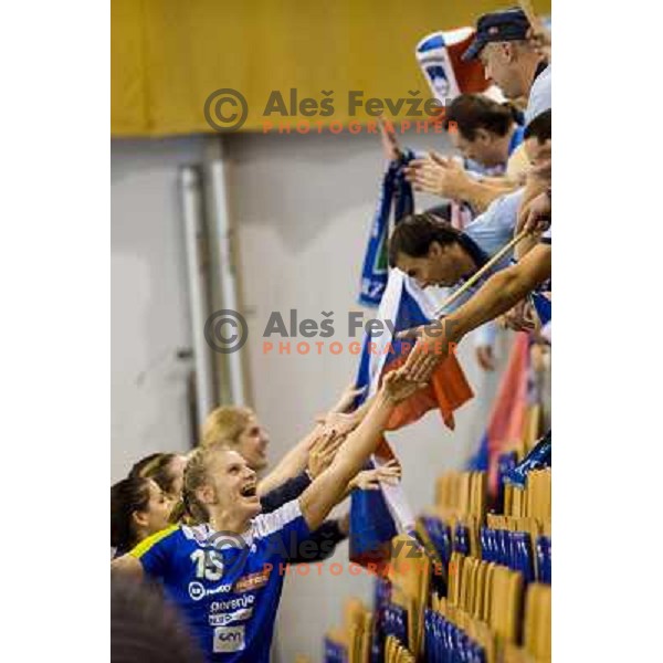 Barbara Lazovic in action during handball match Slovenia - Serbia, EHF Euro 2014 Qualifying match,Hala Tivoli, Ljubljana, Slovenia, 27.10.2013 