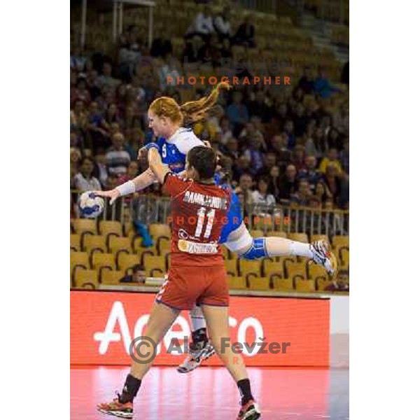 Lina Krhlihkar in action during handball match Slovenia - Serbia, EHF Euro 2014 Qualifying match,Hala Tivoli, Ljubljana, Slovenia, 27.10.2013 