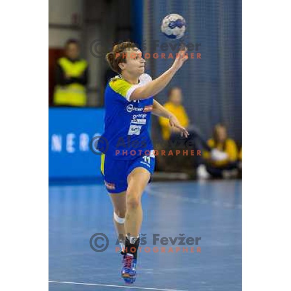 Katja Cerenjak in action during handball match Slovenia - Serbia, EHF Euro 2014 Qualifying match,Hala Tivoli, Ljubljana, Slovenia, 27.10.2013 