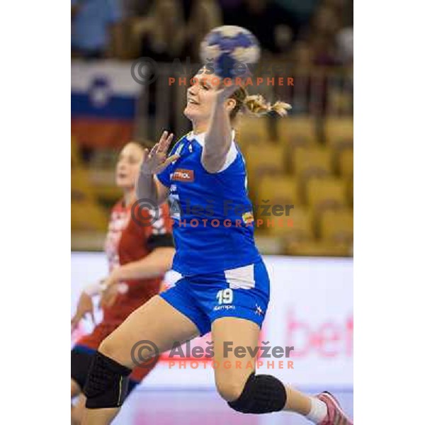 Neli Irman in action during handball match Slovenia - Serbia, EHF Euro 2014 Qualifying match,Hala Tivoli, Ljubljana, Slovenia, 27.10.2013 