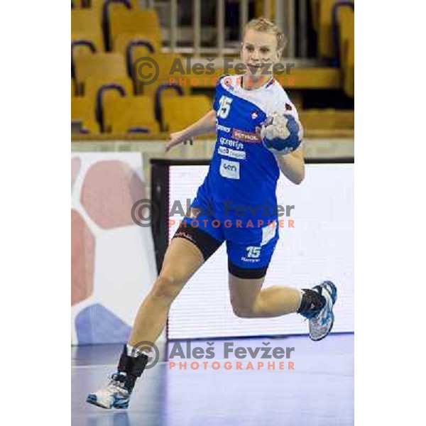 Barbara Lazovic in action during handball match Slovenia - Serbia, EHF Euro 2014 Qualifying match,Hala Tivoli, Ljubljana, Slovenia, 27.10.2013 