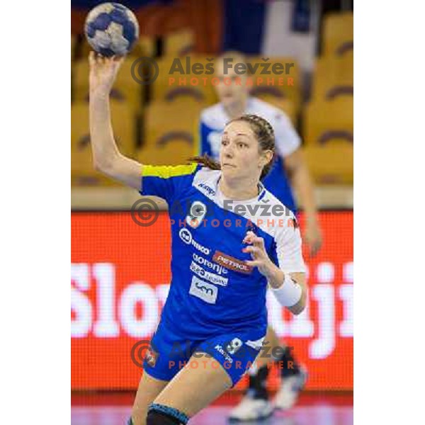 Nina Jericek in action during handball match Slovenia - Serbia, EHF Euro 2014 Qualifying match,Hala Tivoli, Ljubljana, Slovenia, 27.10.2013 