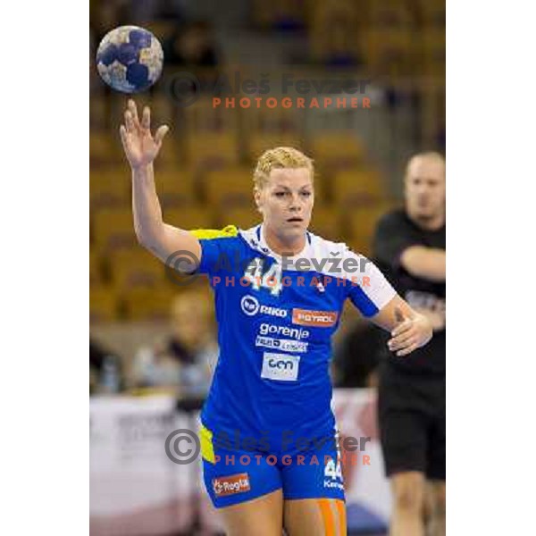 Ana Petrinja in action during handball match Slovenia - Serbia, EHF Euro 2014 Qualifying match,Hala Tivoli, Ljubljana, Slovenia, 27.10.2013 