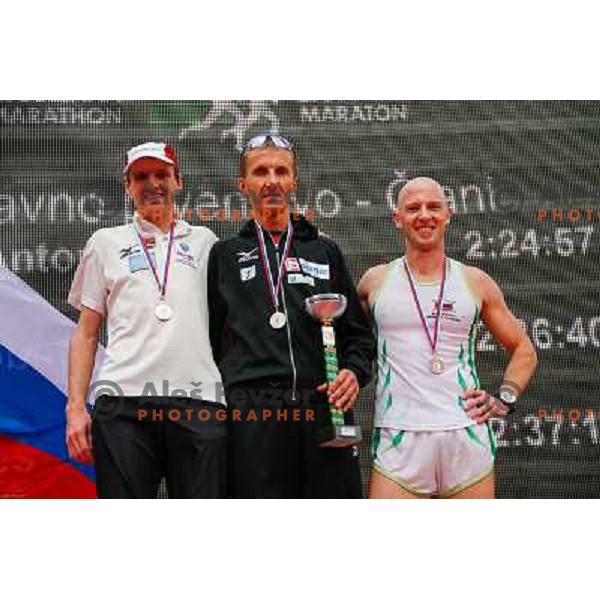 Robert Kotnik, Anton Kosmac and Ales Zontar during 18th Ljubljana Marathon 2013 in Ljubljana, Slovenia on October 27th, 2013 
