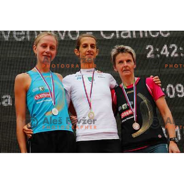Mojca Kermavnar, Zana Jereb and Katja Rakuscek during 18th Ljubljana Marathon 2013 in Ljubljana, Slovenia on October 27th, 2013 