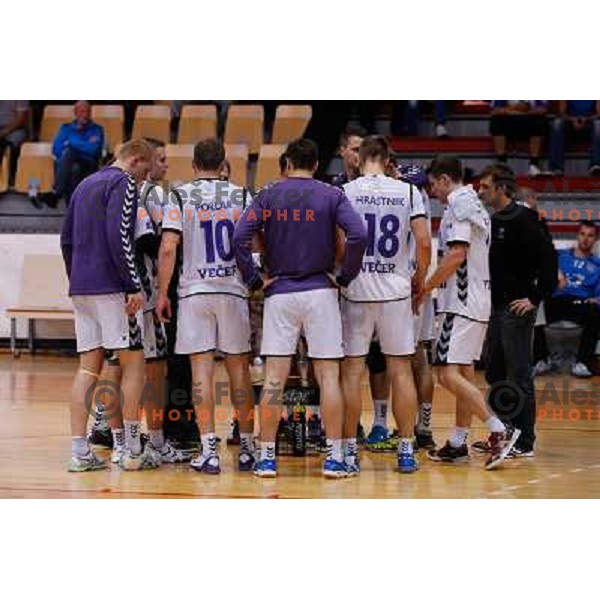 Team of Maribor Branik in action during handball match between RD Slovan and RK Maribor Branik, played in Kodeljevo Hall, Ljubljana, Slovenia on October 27, 2013 