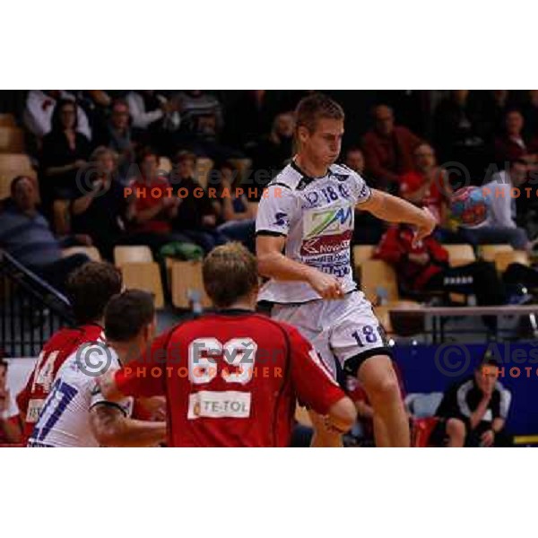 Gasper Hrastnik of Maribor Branik during handball match between RD Slovan and RK Maribor Branik, played in Kodeljevo Hall, Ljubljana, Slovenia on October 27, 2013 
