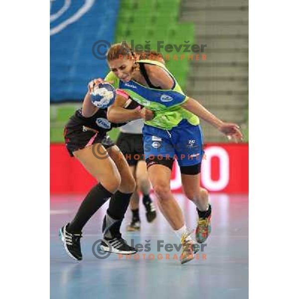 Andrea Penezic of Krim Mercator in action during handball match Krim Mercator- Metz in round 4 of Women\'s Champions league, played in Arena Stozice, Ljubljana, Slovenia on November 2, 2013 