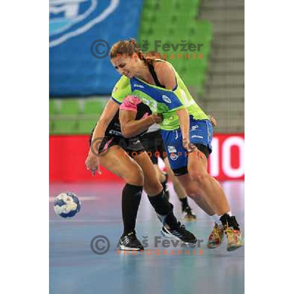 Andrea Penezic of Krim Mercator in action during handball match Krim Mercator- Metz in round 4 of Women\'s Champions league, played in Arena Stozice, Ljubljana, Slovenia on November 2, 2013 