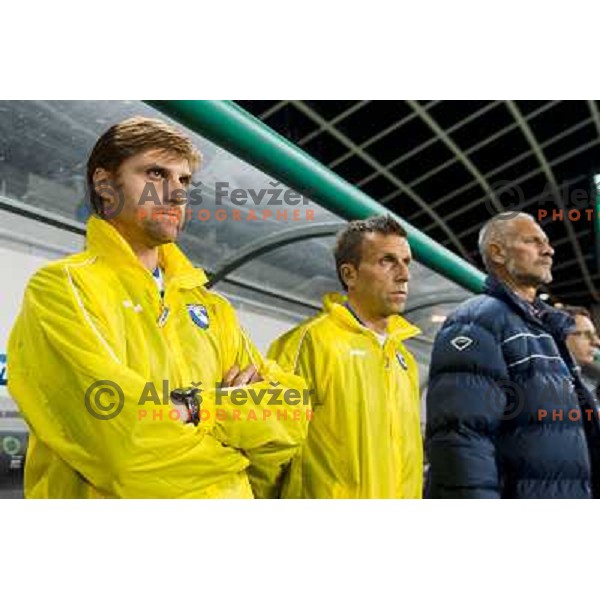 Luigi Apolloni, Miran Srebernic in action during football match Olimpija - Gorica, Round 16 of Prvaliga Telekom 2013-14 , Stozice , Ljubljana, 02.11.2013 