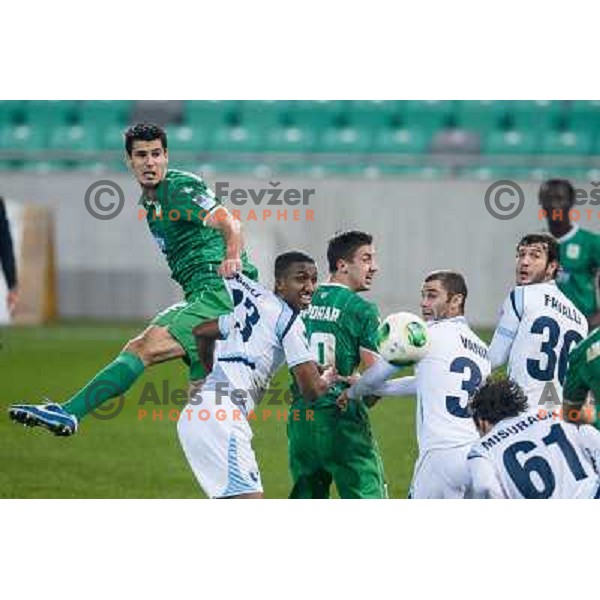 Nemanja Mitrovic, Abel Gigli in action during football match Olimpija - Gorica, Round 16 of Prvaliga Telekom 2013-14 , Stozice , Ljubljana, 02.11.2013 