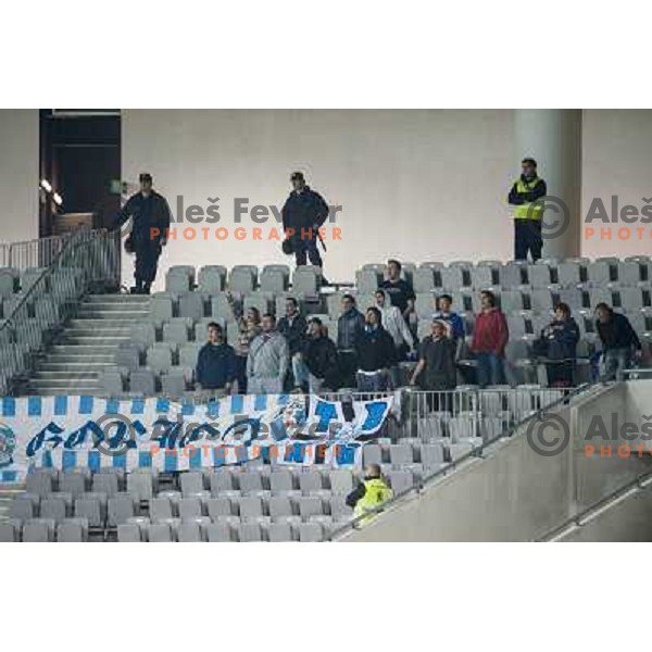 Gorica fans in action during football match Olimpija - Gorica, Round 16 of Prvaliga Telekom 2013-14 , Stozice , Ljubljana, 02.11.2013 