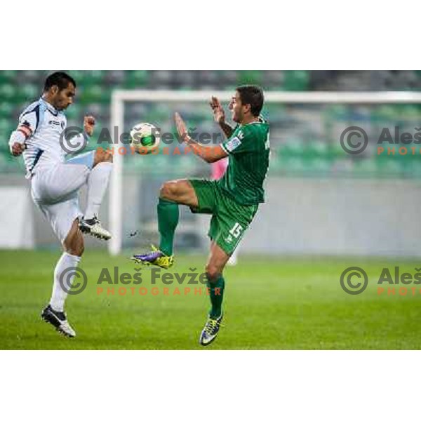 Bruno Leonardo Vicente, Marko Vukcevic in action during football match Olimpija - Gorica, Round 16 of Prvaliga Telekom 2013-14 , Stozice , Ljubljana, 02.11.2013 