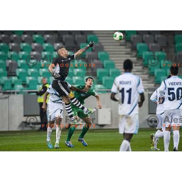 Alex Cordaz in action during football match Olimpija - Gorica, Round 16 of Prvaliga Telekom 2013-14 , Stozice , Ljubljana, 02.11.2013 