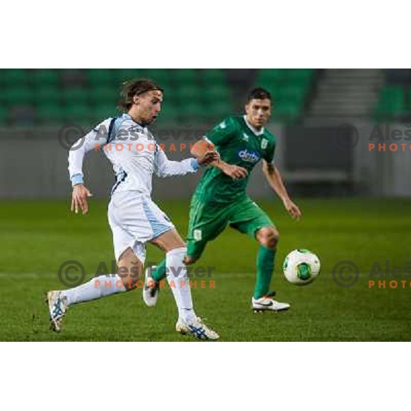 Daniele Bazzoffia in action during football match Olimpija - Gorica, Round 16 of Prvaliga Telekom 2013-14 , Stozice , Ljubljana, 02.11.2013 
