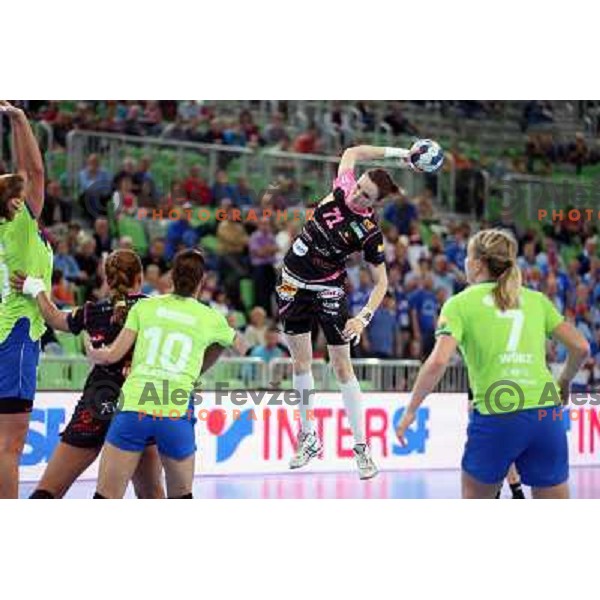  action during handball match Krim Mercator- Metz in round 4 of EHF Women\'s Champions League, played in Stozice Arena, Ljubljana, Slovenia on November 2, 2013 