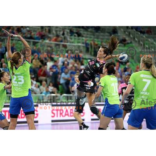  action during handball match Krim Mercator- Metz in round 4 of EHF Women\'s Champions League, played in Stozice Arena, Ljubljana, Slovenia on November 2, 2013 