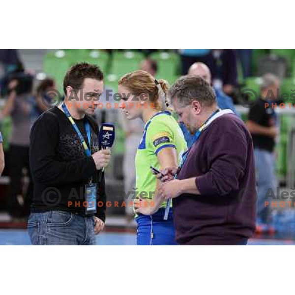 Neli Irman of Krim Mercator in action during handball match Krim Mercator- Metz in round 4 of EHF Women\'s Champions League, played in Stozice Arena, Ljubljana, Slovenia on November 2, 2013 