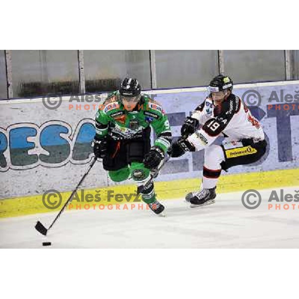 Judd Blackwater of Telemach Olimpija in action during ice-hockey match Telemach Olimpija- Orli Znojmo in round 21 of Ebel league 2013/2014, played in Hala Tivoli, Ljubljana, Slovenia on November 3,2013 