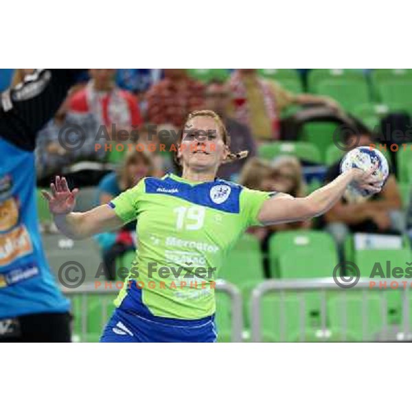 Neli Irman of Krim Mercator in action during handball match Krim Mercator- Metz in round 4 of EHF Women\'s Champions League, played in Stozice Arena, Ljubljana, Slovenia on November 2, 2013 