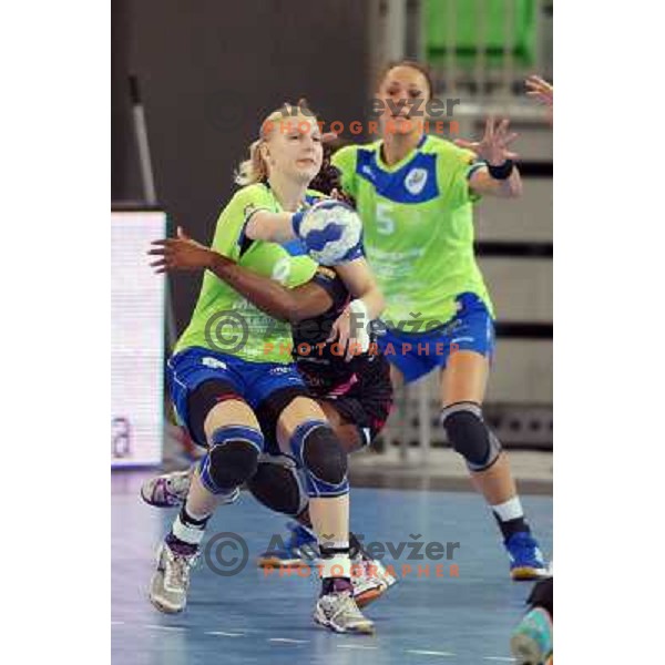 Tamara Mavsar of Krim Mercator in action during handball match Krim Mercator- Metz in round 4 of EHF Women\'s Champions League, played in Stozice Arena, Ljubljana, Slovenia on November 2, 2013 