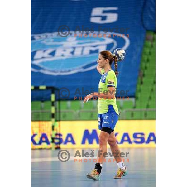 Andrea Penezic of Krim Mercator in action during handball match Krim Mercator- Metz in round 4 of EHF Women\'s Champions League, played in Stozice Arena, Ljubljana, Slovenia on November 2, 2013 