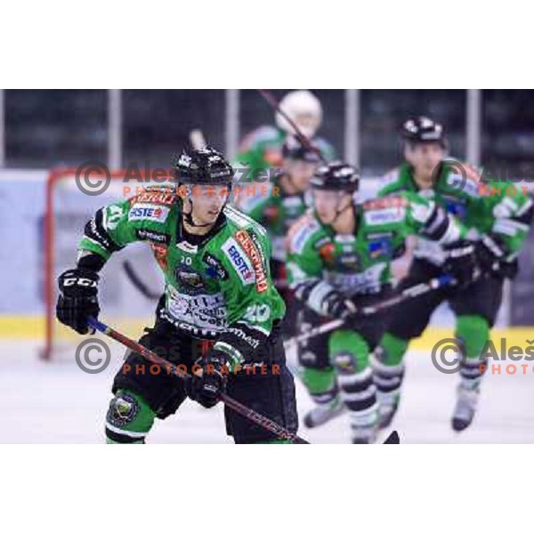 Gregor Koblar of Telemach Olimpija in action during ice-hockey match Telemach Olimpija- KAC in Ebel league 2013/2014, played in Hala Tivoli, Ljulbjana, Slovenia on September 27,2013 
