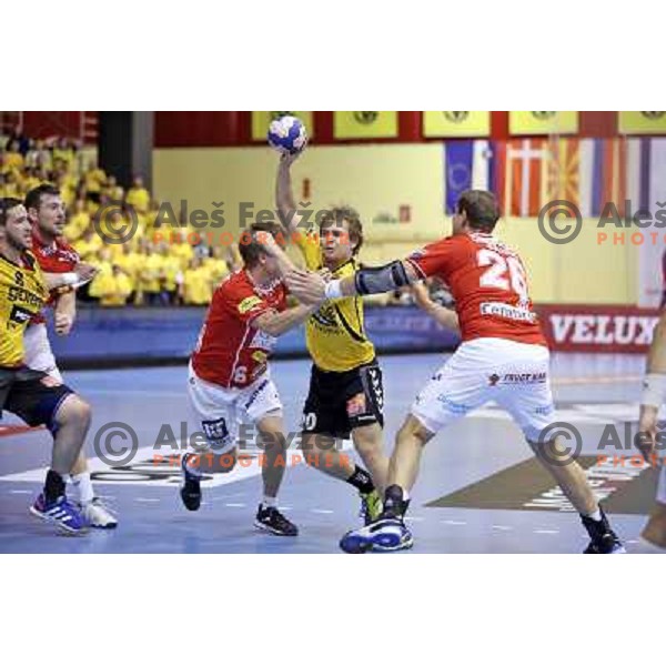 Stas Skube of Gorenje Velenje in action during handball match Gorenje Velenje- Aalborg in EHF Champions league, played in Red Hall, Velenje, Slovenia on October 16, 2013 