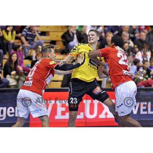 Rok Golcar of Gorenje Velenje in action during handball match Gorenje Velenje- Aalborg in EHF Champions league, played in Red Hall, Velenje, Slovenia on October 16, 2013 