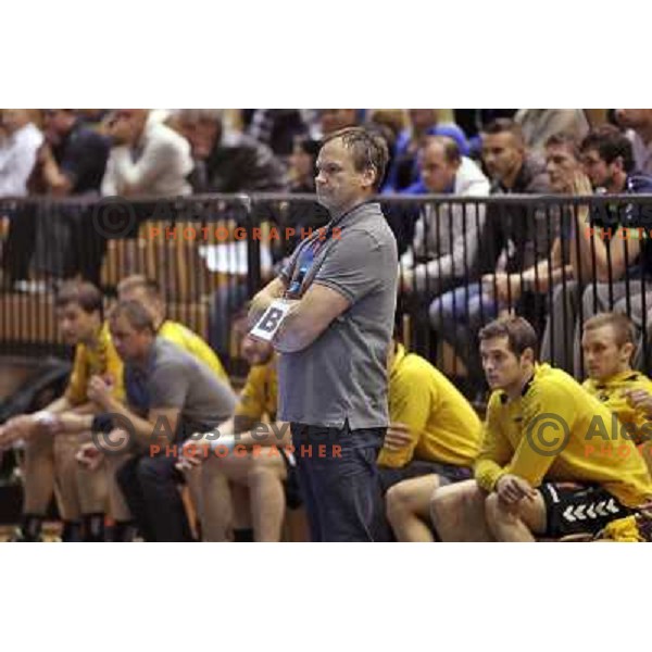 Ivo Vajdl, head coach of Gorenje Velenje in action during handball match Gorenje Velenje- Aalborg in EHF Champions league, played in Red Hall, Velenje, Slovenia on October 16, 2013 