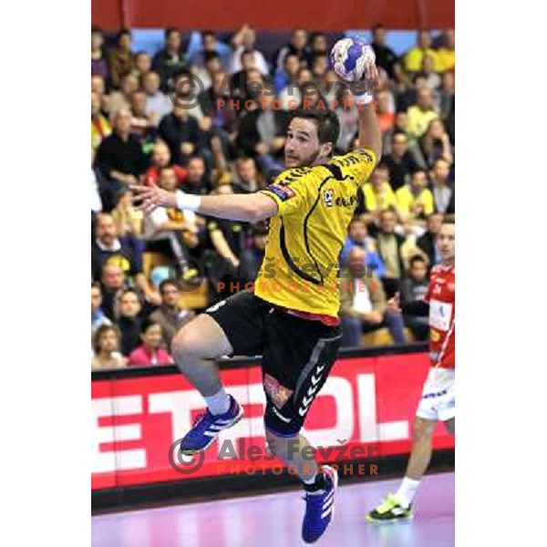 Senjamin Buric of Gorenje Velenje in action during handball match Gorenje Velenje- Aalborg in EHF Champions league, played in Red Hall, Velenje, Slovenia on October 16, 2013 