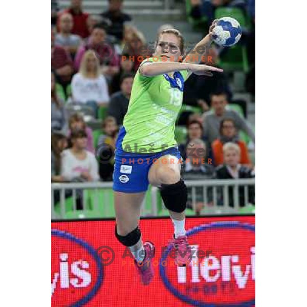 Neli irman of Krim Mercator in action during handball match Krim Mercator-Leipzig in EHF Women\'s Champions league, played in Arena Stozice, Ljubljana, Slovenia on November 16,2013 