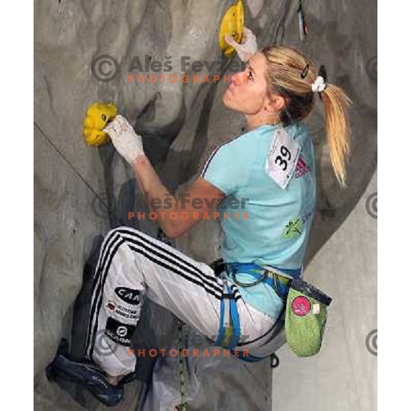 Maja Vidmar of Slovenia during Final of World Cup Free Climbing in Kranj, Slovenia on November 17,2013 