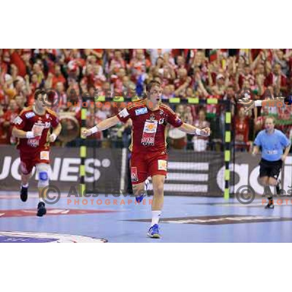 Momir ilic of Vezsprem in action during handball match Celje PL. -Vezsprem in EHF Champions League, played in Zlatorog Hall, Celje, Slovenia on November 17, 2013 