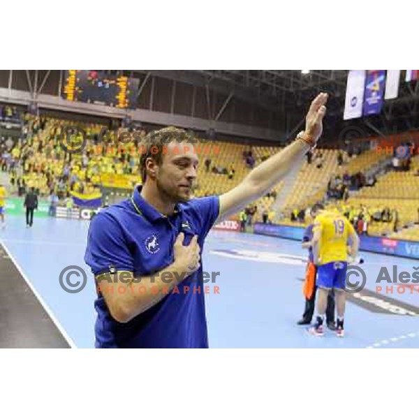 Dejan Peric of Celje Pivovarna Lasko in action during handball match Celje PL. -Vezsprem in EHF Champions League, played in Zlatorog Hall, Celje, Slovenia on November 17, 2013 