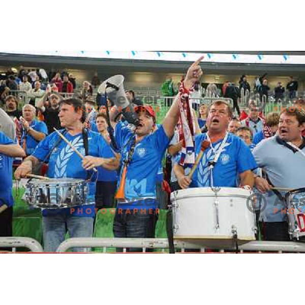 Fans of Krim Mercator meet players of Krim Mercator at handball match Krim Mercator- Leipzig in EHF Women\'s Champions league, played in Arena Stozice, Ljubljana, Slovenia on November 16, 2013 